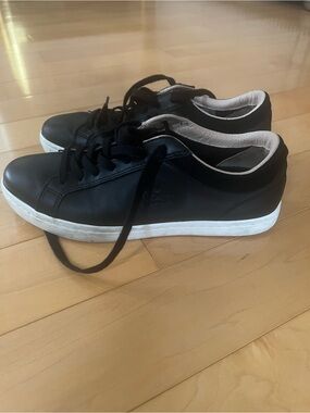 Lacoste Black Leather Low-Top Sneakers with White Sole